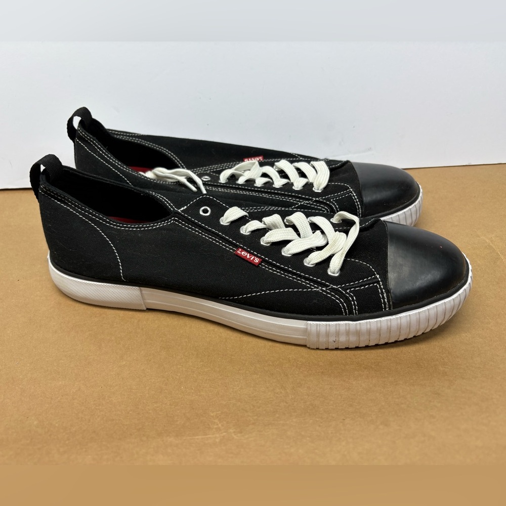 Levi's Men's Anikin Canvas Sneakers Men's Size 13 Low-Top Black Lace Up Shoes